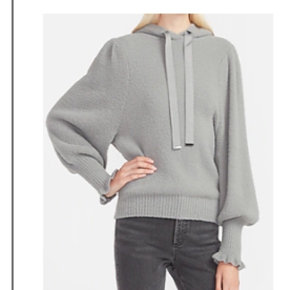 Nwot Express Puff Sleeve Hooded Sweater 